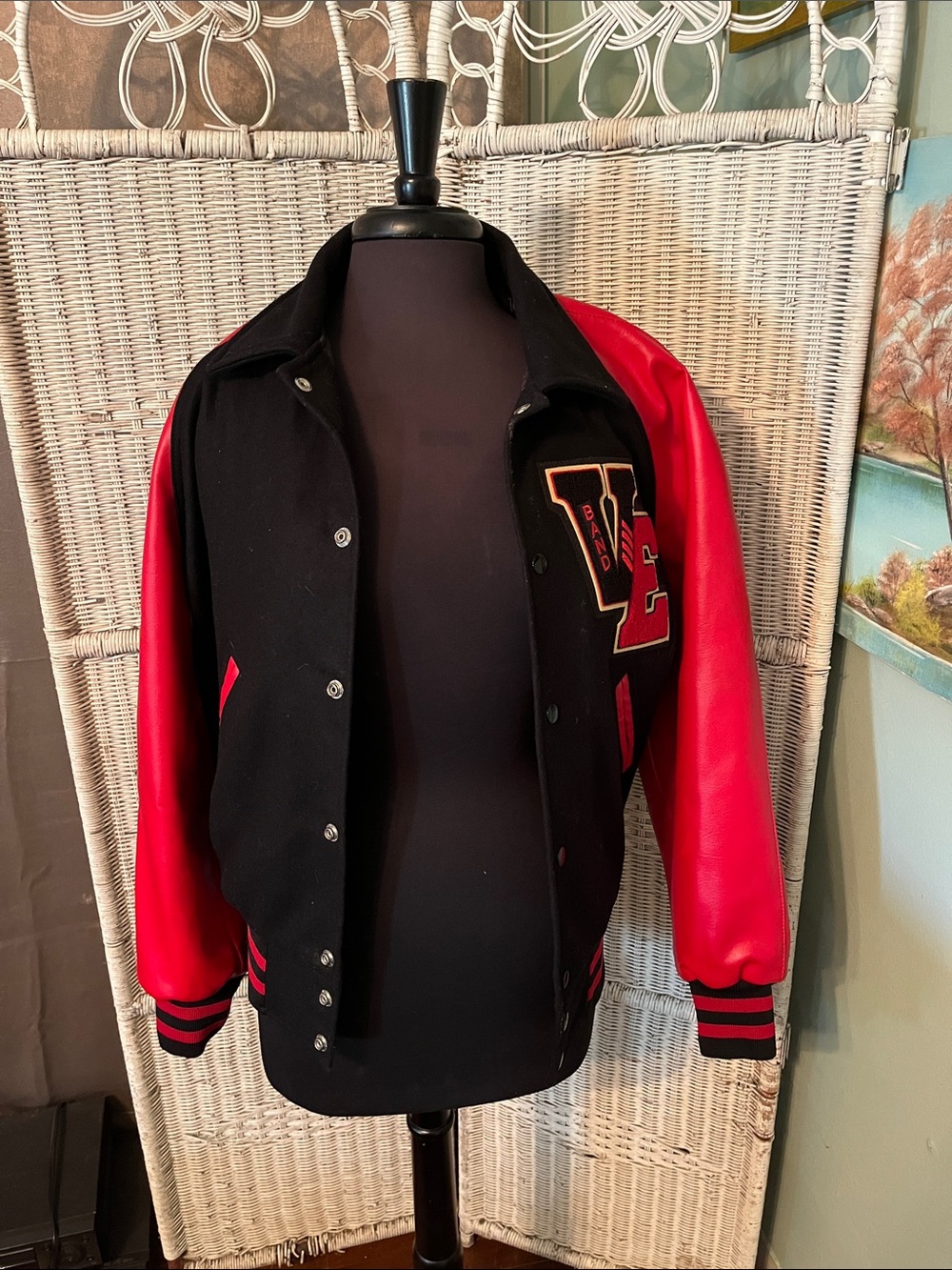 Black and Red Varsity Letterman Bomber Jacket